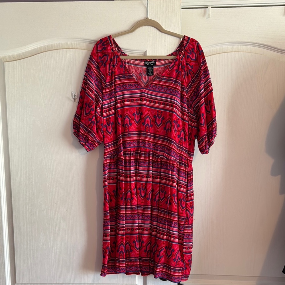 Wrangler Red Relaxed Tunic Dress with Boxy Fit